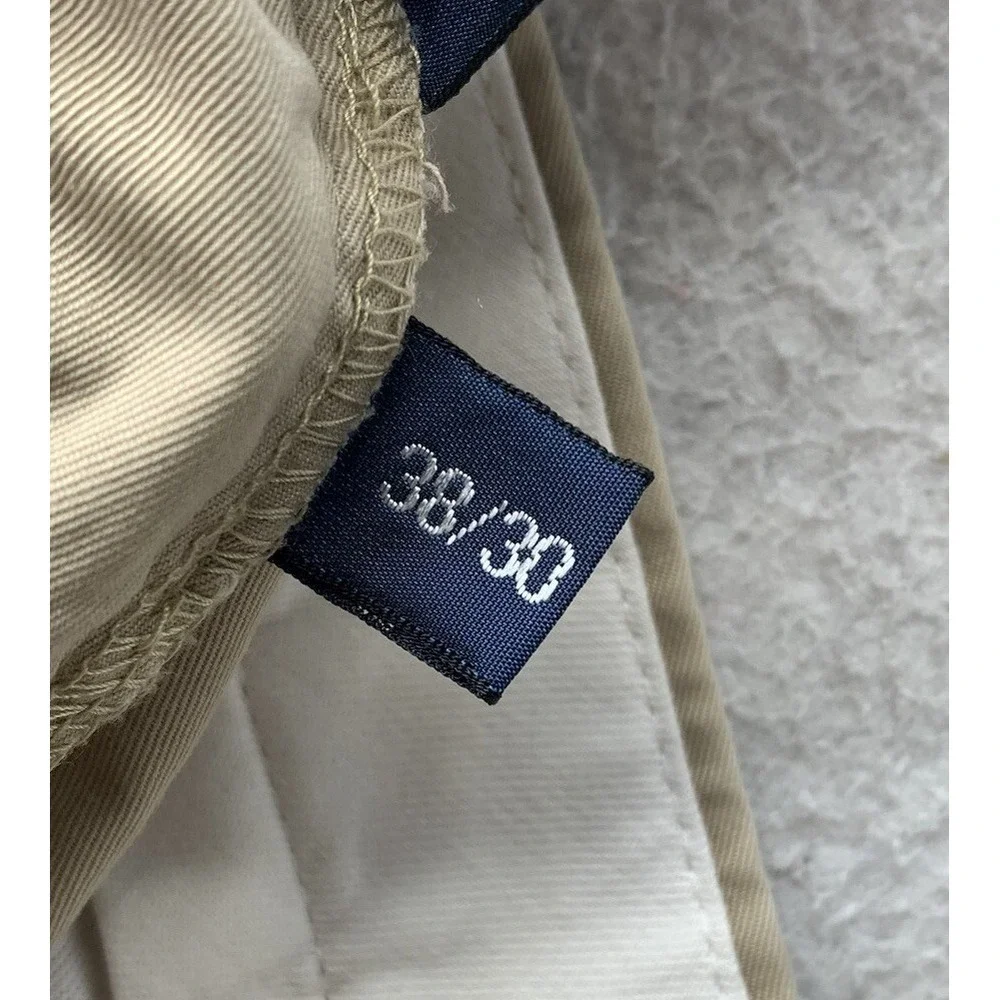 Polo Ralph Lauren Pants Mens 38x30 Beige Chino Khaki‎ Preppy Casual Flat Front